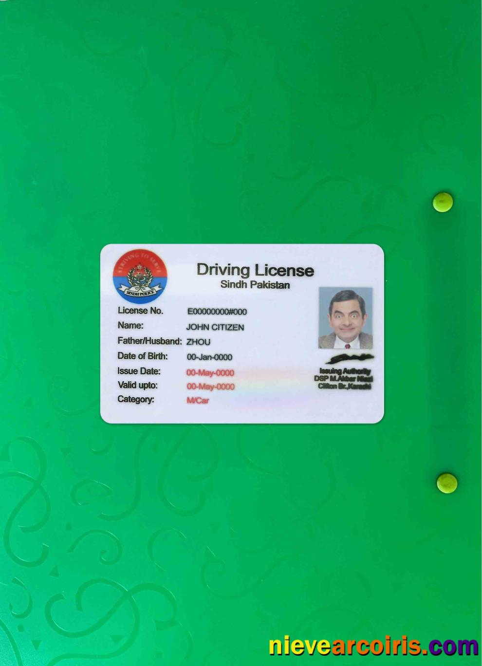Pakistan Sindh province driving license PSD, (old version till 2016) photolook